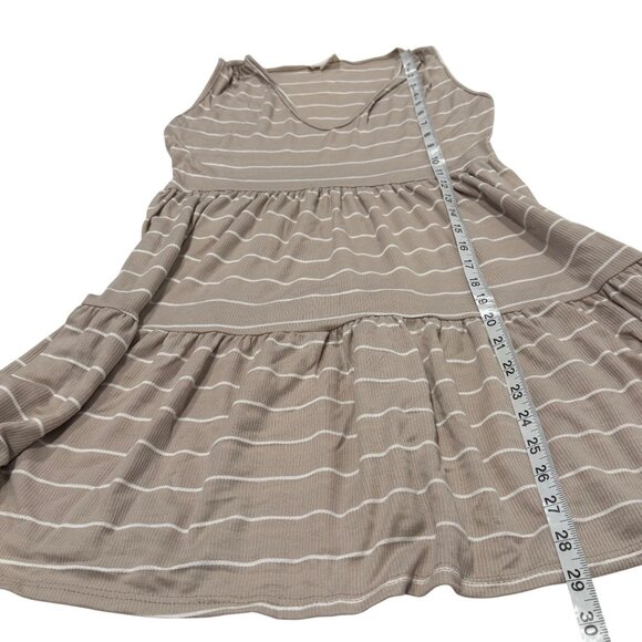 See You Monday Tan Cream Stripe Sleeveless Dress‎ Size S - Picture 6 of 6